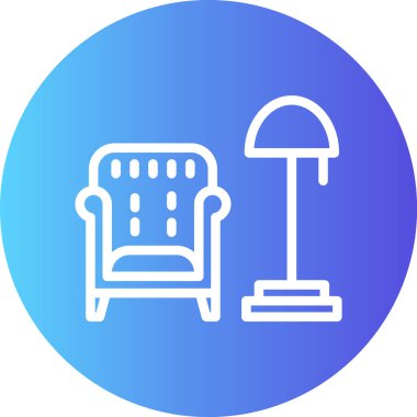 Koltuk ve Lamba Çizgisi Gradyan Çemberi Simgesi, Basit Tasarımlı Vektör Resimleri