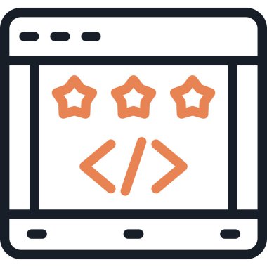 Sekme Kod Satırı Simge Ögesi, Basit Tasarımlı Vektör İllüstrasyonu