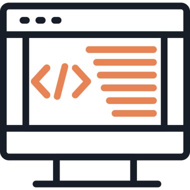 Kodlama Atölyesi Satır Simgesi, Basit Tasarımlı Vektör İllüstrasyonu