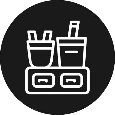 Ofis Atıştırmalıkları Çizgisi Çemberi BG Simgesi, Basit Tasarımlı Vektör Resimleri