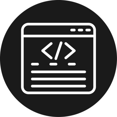 Kod Sınıfı Satır Çemberi BG Simgesi, Basit Tasarımlı Vektör Resimleri