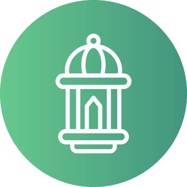 İslami Birlik Çizgisi Gradyan Çemberi Simgesi, Basit Tasarımlı Vektör İllüstrasyonu