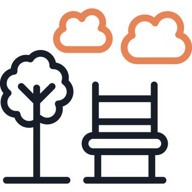 Şehir Parkı Çizgisi Simgesi, Basit Tasarımlı Vektör Resimleri