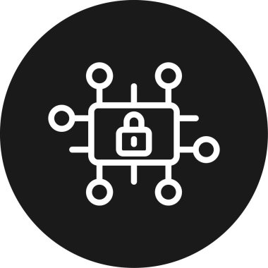 AI Güvenlik Hattı Çemberi BG Simgesi, Basit Tasarımlı Vektör Resimleri