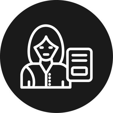 Kütüphaneci Satırı Çemberi BG Simgesi, Basit Tasarımlı Vektör İllüstrasyonu