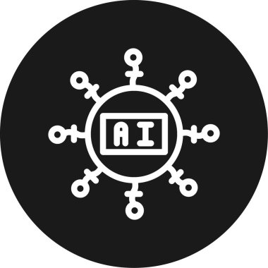 AI Donanım Çizgisi Çemberi BG Simgesi, Basit Tasarımlı Vektör Resimleri