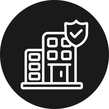 Ofis Güvenlik Hattı Çemberi BG Simgesi, Basit Tasarımlı Vektör Resimleri