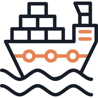 Yük Gemisi Çizgisi Simgesi, Basit Tasarımlı Vektör Resimleri