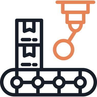 Endüstriyel Çözümler Çizgisi Simgesi, Basit Tasarımlı Vektör İllüzyonu