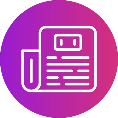 Gazete Satırı Gradyan Çemberi Simgesi, Basit Tasarımlı Vektör İllüstrasyonu