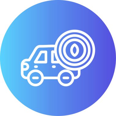 Seramik kaplama çizgisi olan araba Gradyan Çember Simgesi, Basit Tasarımlı Vektör Çizimi