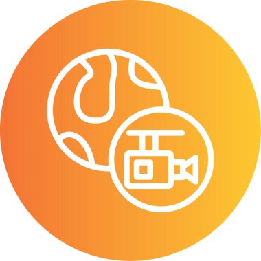 Medya Kapsamı Çizgisi Gradyan Çemberi Simgesi, Basit Tasarımlı Vektör Resimleri