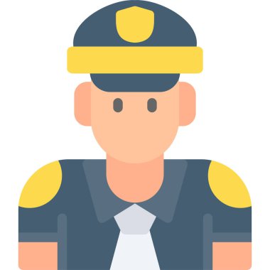 Cezaevi Gardiyanı Düz Simge, Basit Tasarımlı Vektör İllüstrasyonu