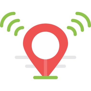 Konum Bildirimi Düz Simge, Basit Tasarımlı Vektör İllüstrasyonu