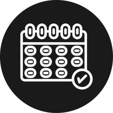 Takvim Çizgisi Çemberi BG Simgesi, Basit Tasarımlı Vektör Resimleri