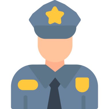 Polis Memuru Düz Simge, Basit Tasarımlı Vektör Resimleri