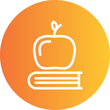 Öğretmen Satırı Gradyan Çemberi Simgesi için Elma, Basit Tasarımlı Vektör Resimleri