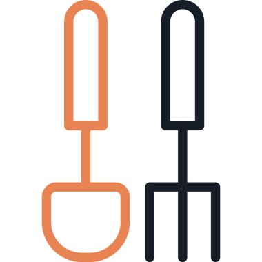 Bahçe Araçları Satırı Simgesi, Basit Tasarımlı Vektör Resimleri