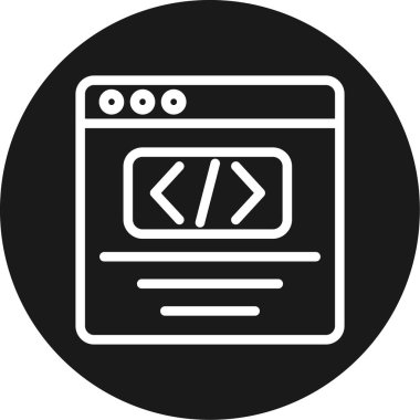 Kod İyimserleştirme Satırı Çemberi BG Simgesi, Basit Tasarımlı Vektör Resimleri