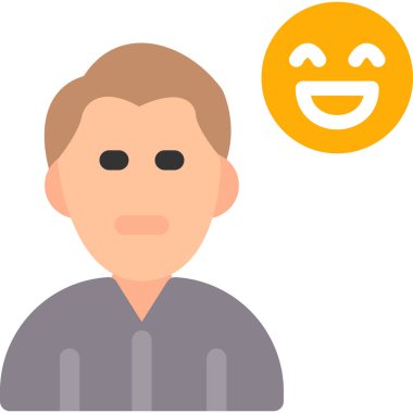 Arkadaşlık Gülümsemesi Düz Simge, Basit Tasarımlı Vektör İllüzyonu