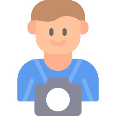 Fotoğrafçı Düz Simge, Basit Tasarımlı Vektör İllüstrasyonu