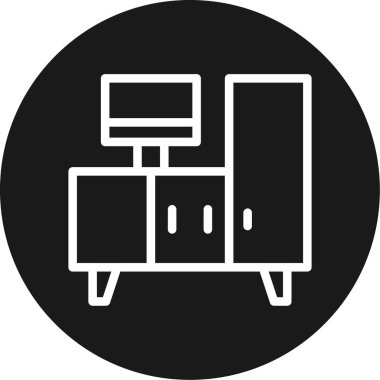 Eğlence Merkezi Satır Çemberi BG Simgesi, Basit Tasarımlı Vektör Resimleri