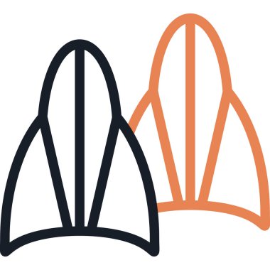 Flippers (Fins) Satır Bitiş Simgesi, Basit Tasarımlı Vektör Resimleri