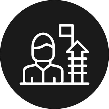 Başarı Planlama Çizgisi Çemberi BG Simgesi, Basit Tasarımlı Vektör Resimleri