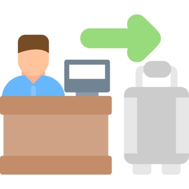 Otel Çıkış Düz Simgesi, Basit Tasarımlı Vektör Resimleri