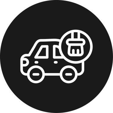 Fırça ve sabun çizgisi olan araba BG Simgesi, Basit Tasarımlı Vektör İllüstrasyonu