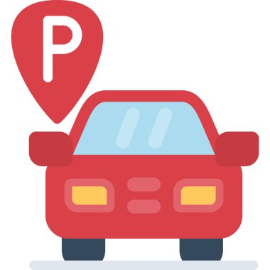 Otopark Alanı Düz Simgesi, Basit Tasarımlı Vektör Resimleri