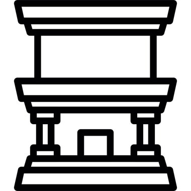 Çin Tapınak Çizgisi Simgesi, Basit Tasarımlı Vektör Resimleri