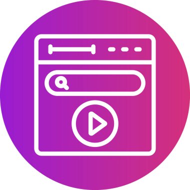 Video Çizgisi Gradyan Çemberi Simgesi, Basit Tasarımlı Vektör Resimleri