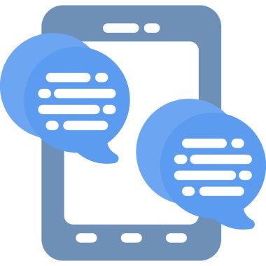 Metin İletisi Düz Simgesi, Basit Tasarımlı Vektör İllüstrasyonu