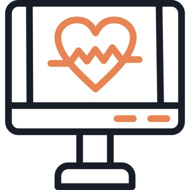 Kardiyak Diyagram Çizgisi İkona Göre, Basit Tasarımlı Vektör Resimleri