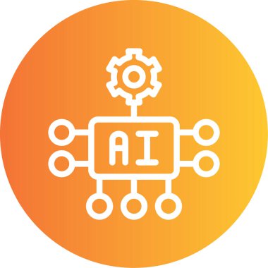 Yapay zeka araçları Satır Gradyan Çemberi Simgesi, Basit Tasarımlı Vektör İllüstrasyonu