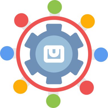 Tedarik Zinciri Düz Simgesi, Basit Tasarımlı Vektör İllüstrasyonu