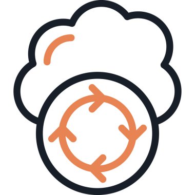 Bulut Eşzamanlama Satırı Simgesi, Vektör İllüzyonu Basit Tasarımla