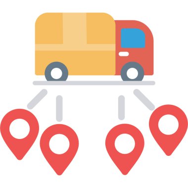 Lojistik Teslimat Düz Simgesi, Basit Tasarımlı Vektör Resimleri