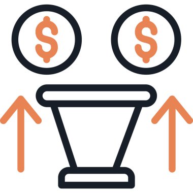 Pazarlama Huni Çizgisi Simgesi, Basit Tasarımlı Vektör İllüstrasyonu