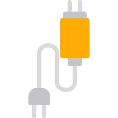 Güç Uyarlayıcı Düz Simgesi, Basit Tasarımlı Vektör İllüstrasyonu