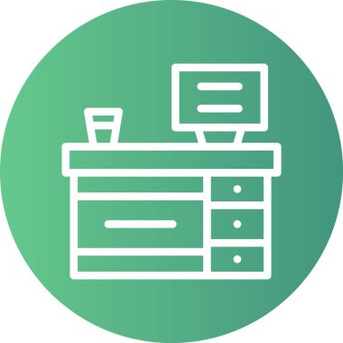 Çalışma Masası Çizgisi Gradyan Çemberi Simgesi, Basit Tasarımlı Vektör Resimleri