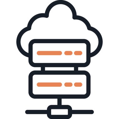 Bulut Sunucu Satırı Simgesi, Basit Tasarımlı Vektör Resimleri