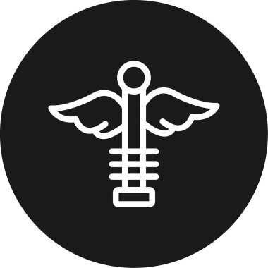 Caduceus Çizgisi Çemberi BG Simgesi, Basit Tasarımlı Vektör Resimleri