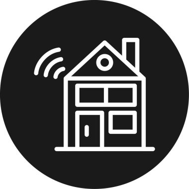 Akıllı Ev Hattı Çemberi BG Simgesi, Basit Tasarımlı Vektör Resimleri