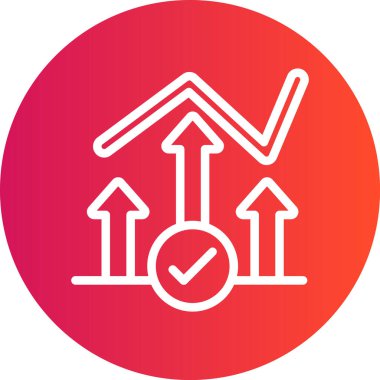 Satış Tahmini Satır Çizgisi Gradyan Çemberi Simgesi, Basit Tasarımlı Vektör Resimleri