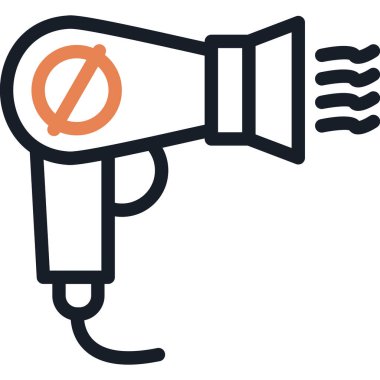 Saç Kurutma Çizgisi Simgesi, Basit Tasarımlı Vektör İllüzyonu