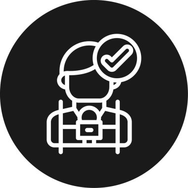 Haber muhabiri Satırı Çemberi BG Simgesi, Basit Tasarımlı Vektör Resimleri