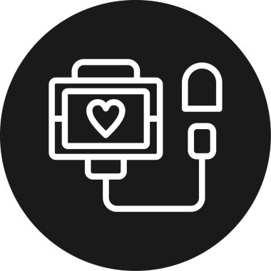 Kardiyak Tutuklama Hattı Çemberi BG Simgesi, Basit Tasarımlı Vektör Resimleri