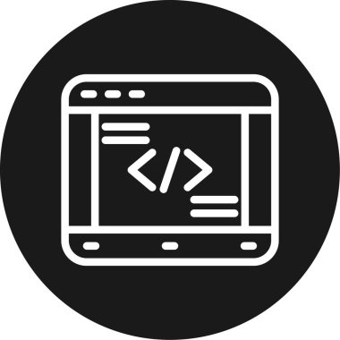 Kodlama Kampı Çizgisi Çemberi BG Simgesi, Basit Tasarımlı Vektör Resimleri